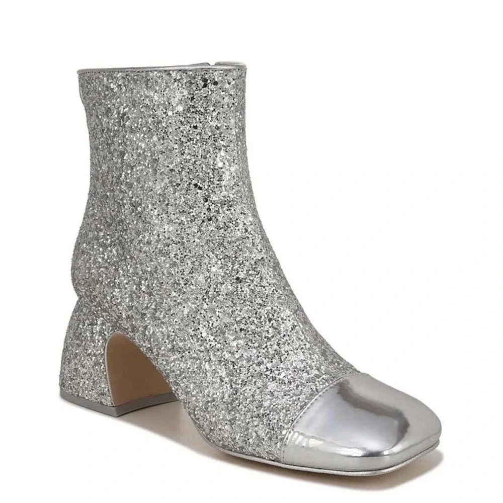New Circus NY by Sam Edelman Women's Osten Ankle Bootie Silver Glitter Size 6.5